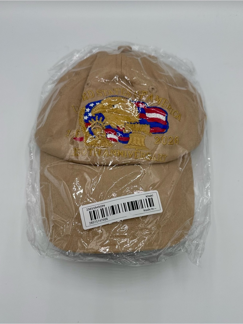 Khaki Embroidered American Eagle USA 250th Anniversary Baseball Cap (B3)